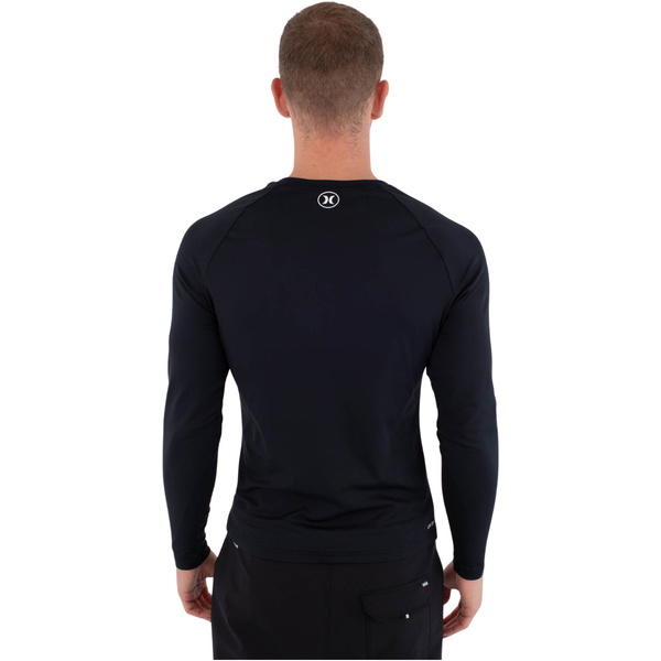 2026 Hurley Mens Slim Fit Icon Circle Long Sleeve Rash Vest MLEU00008 - Black